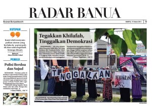 Tegakkan Khilafah Tinggalkan Demokrasi edisi cetak Radar Banjarmasin