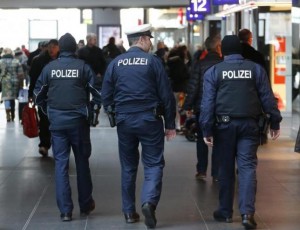 German police patrol the Hauptbahnhof, Berlin's main train station